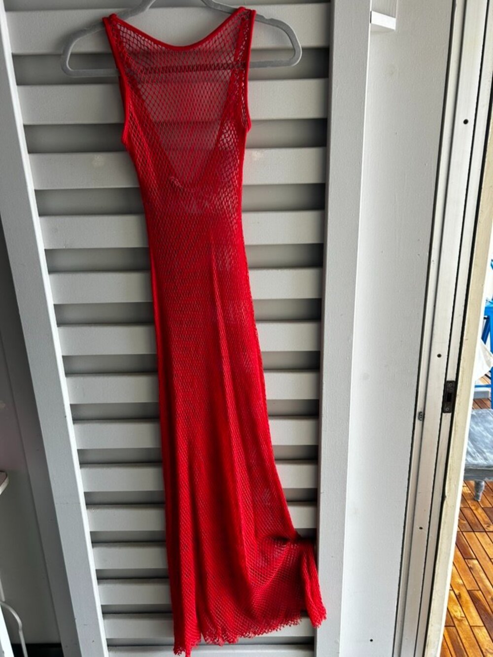 Bershka Red Mesh Swim Coverup Maxi